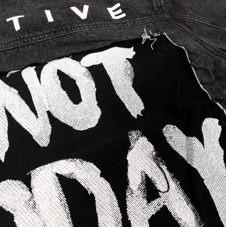 Not Today Satan Destroyed Denim Jacket - Denim Jacket