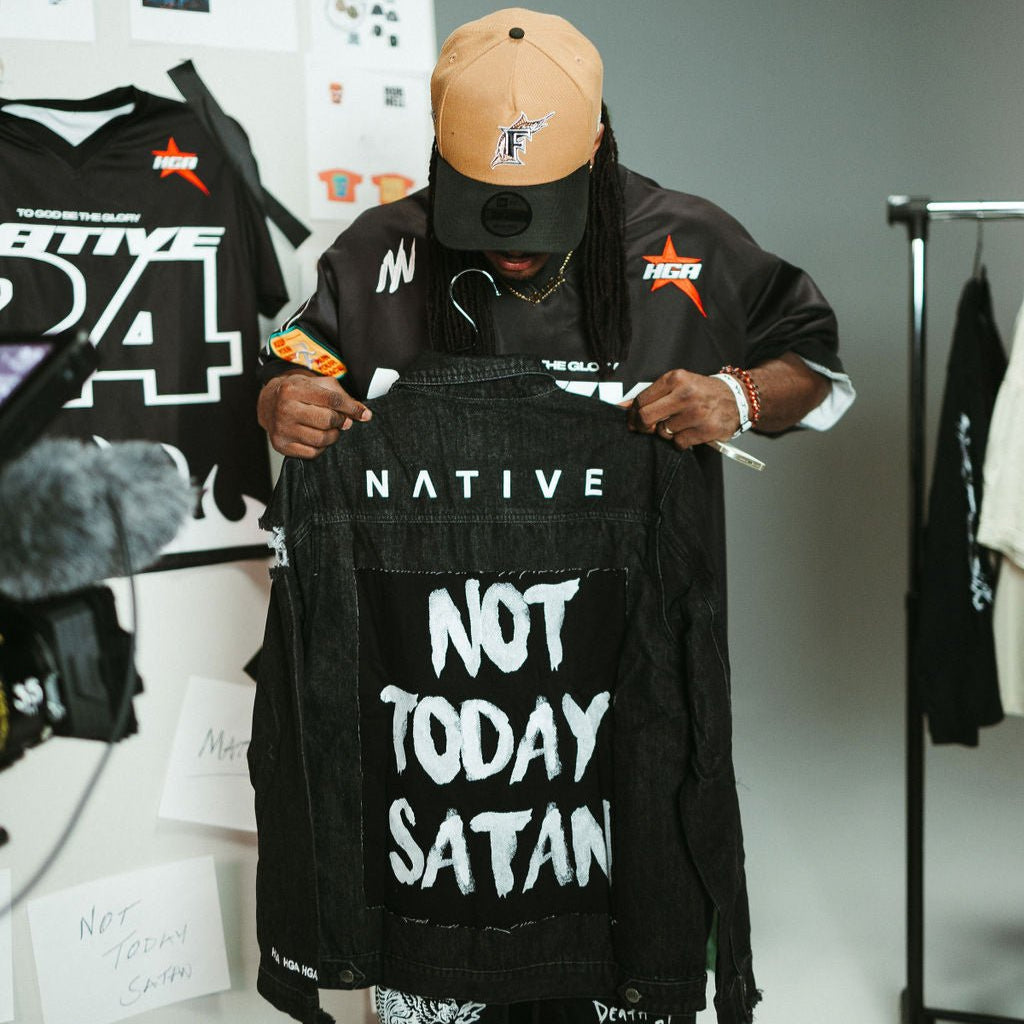 Not Today Satan Destroyed Denim Jacket - Denim Jacket