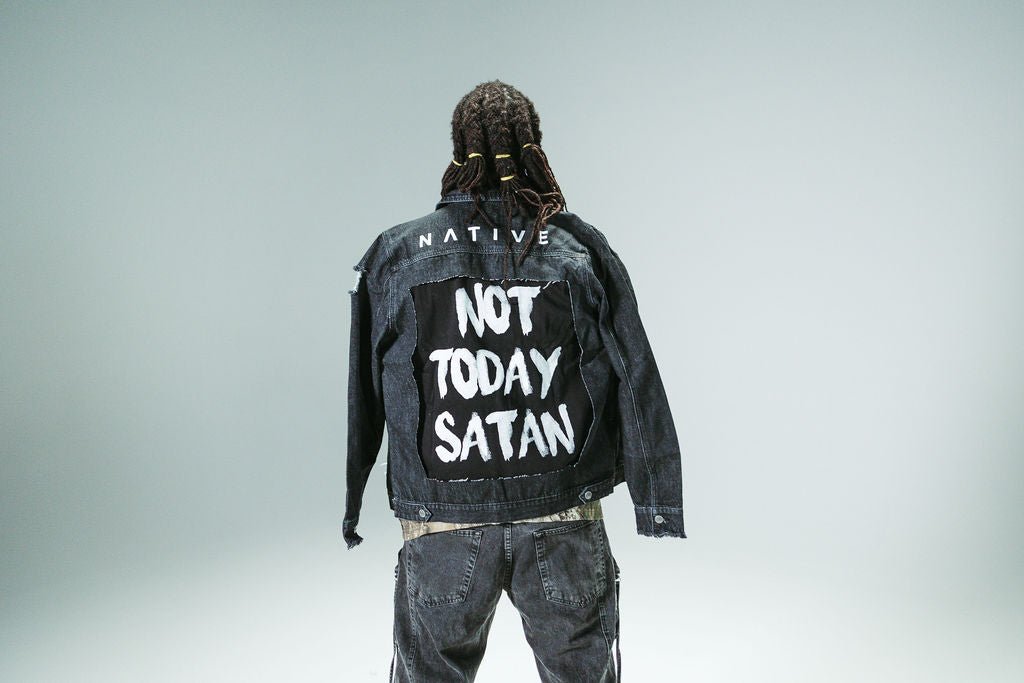 Not Today Satan Destroyed Denim Jacket - Denim Jacket