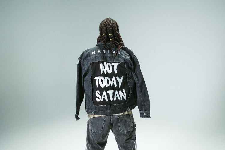 Not Today Satan Destroyed Denim Jacket - Denim Jacket