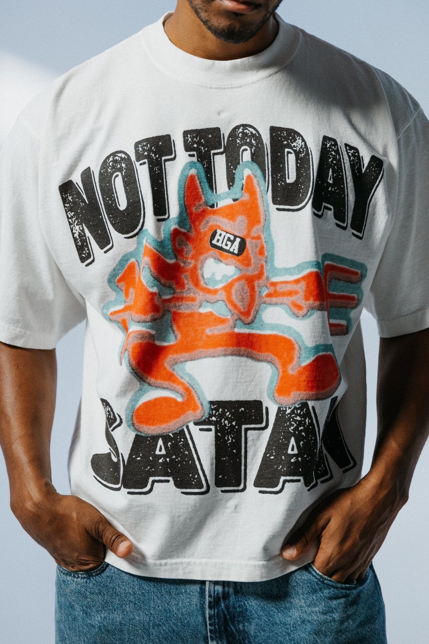 Not Today Satan Graffiti Tee - Shirt