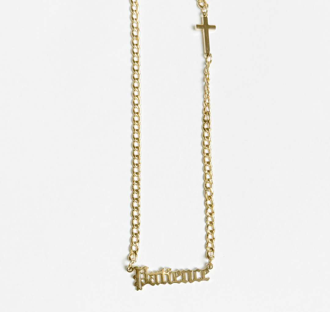 Patience Ancient Letter - Gold Necklace - 